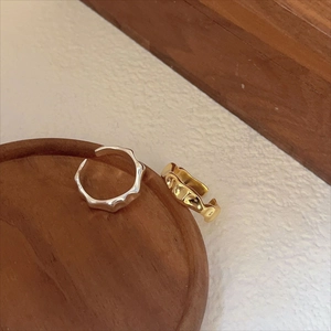 Minimalist 925 sterling silver irregular wavy open rings in gold and silver finish