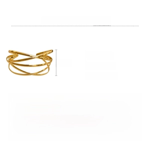 Detailed view of gold multi-layer cross bangle with 16.9g weight and 6.7x3.6cm size
