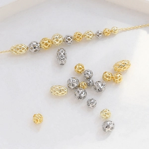 Perles métalliques creuses plaquées or et argent pour bijoux DIY en diverses formes