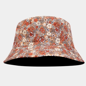 Floral cotton reversible bucket hat with outdoor sun protection and stylish pattern