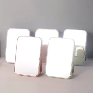 Desktop Makeup Mirror With ABS Frame And Foldable Stand Portable Single Sided Vanity Mirror For Dormitory Simple Style