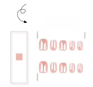 Detail of glossy pink press-on nails set showing high-shine finish and 10pcs square shape