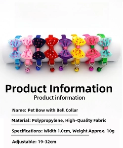 Polka dot pet bow-tie collars with bells in eight colors and adjustable lengths