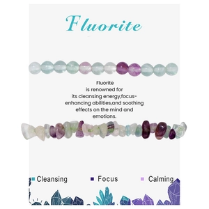 Natural 6mm Fluorite beads and irregular chips double layer healing crystal bracelet