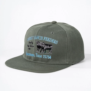 Retro army green flat brim whiskey ranch embroidery adjustable cotton baseball cap