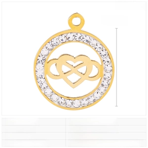 Pendentif cœur infini 20mm en acier inoxydable avec strass blancs en couleurs or et acier