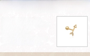 Detailed arrow-shaped S925 sterling silver piercing stud with sparkling cubic zirconia