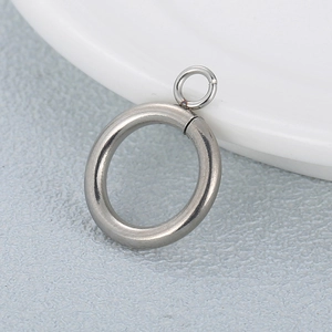 Polished stainless steel OT clasp ring pendant for minimalist DIY jewelry making