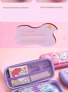 Internal view of the 3-layer large capacity EVA pencil case with mesh pocket storage
