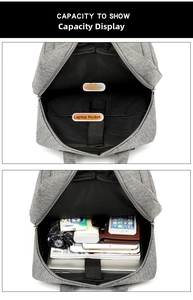 Internal capacity view of the travel backpack showing the main compartment and laptop pocket