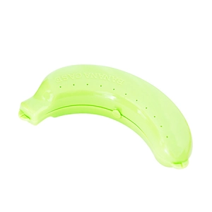 Detail view of the green banana case featuring side ventilation holes and snap closure