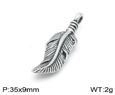 Detailed close-up of antique silver feather pendant showing intricate metal textures