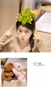 Soft cotton green crocodile headband and plush animals for kids, gentle on skin
