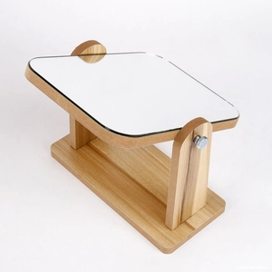 Minimalist desktop rotating wooden makeup mirror with rectangular high-definition glass