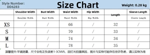 Detailed size chart for skirt trousers showing XS to L waist width and length metrics