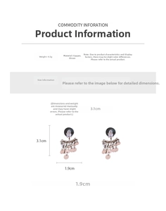 Detailed dimensions of cubic zirconia drop earrings with rose gold disc tassels