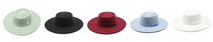 Chapeaux fedora en laine à bord large avec rubans nœuds en plusieurs couleurs