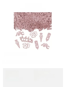 Close-up of pink glitter school-themed paper confetti with Endlich Schulkind letters