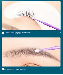 Macro detail of purple disposable micro swabs for eyelash extensions and makeup removal