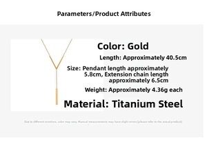 Detailed product parameters of the V-shaped gold titanium steel pendant necklace