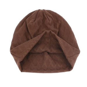 Dark brown diamond knit beanie for men and women, stylish winter warm skull cap accessory