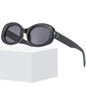 Retro Oval Sunglasses UV400 PC Frame AC Lens Metal Rivets Vintage Fashion Beach Eyewear