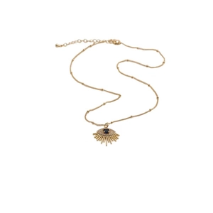 Goldene Evil Eye Halskette mit dunkelblauem Kristall und Perlenkette für Frauen