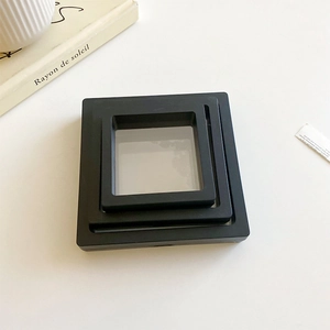 Black 3D floating frame display box for earrings with transparent PE film protection