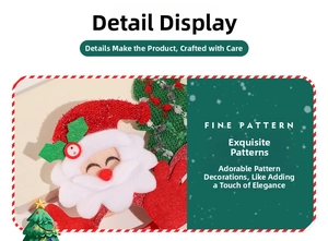 Close-up of red and white sequined Santa Claus pattern on festive Christmas glasses