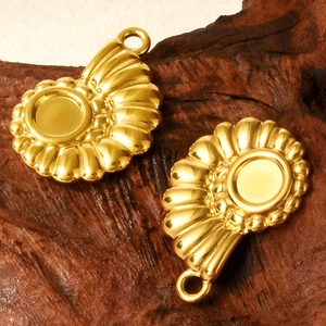 Polished 18K gold plated 304 stainless steel shell pendants for DIY jewelry making