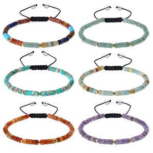 Multicolor Natural Gemstone Stone Bead Woven Bracelet Adjustable Handmade Bohemian Style Fashion Accessory Women