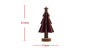 Miniature burgundy wooden Christmas tree dimensions detail 17.5cm height and 7.5cm width