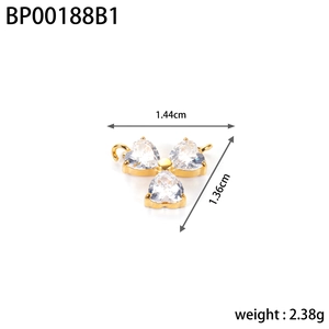 Golden clover heart pendant in stainless steel with cubic zirconia and dimensions 1.44cm