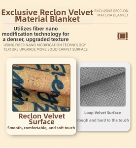 Detail of Recclon nano-fiber surface texture compared to standard looped rugs