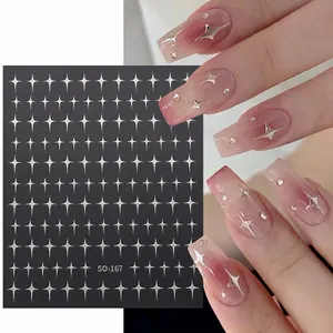 3D Selbstklebend Nagelaufkleber Metallic Holografische Sternformen DIY Maniküre Dekoration Für Frauen Einfach Elegant