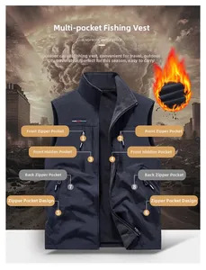 Detail der Outdoor-Weste mit vielen Taschen, warmem Fleece-Futter und winddichtem Stoff