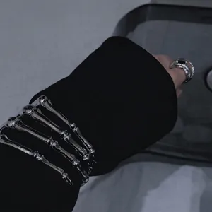 Dark gothic skull hand skeleton bracelet with adjustable cuff for women fashion