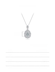 Detailed specs of S925 sterling silver teardrop necklace with technical dimensions