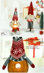 Détails du boîtier de piles et de l'interrupteur LED des gnomes de Noël lumineux