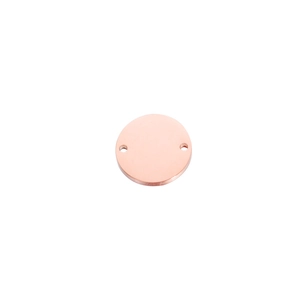 Polished rose gold round stainless steel tag with double holes for DIY jewelry