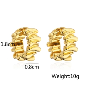 Detailed close-up showing 1.8cm gold plated earrings with a crinkled texture design