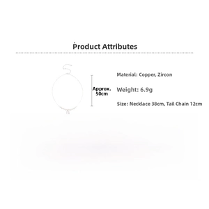 Detailed size chart for the zircon flower pendant necklace with weight and length dimensions