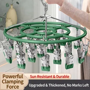 Multipurpose Laundry Drying Rack Stainless Steel Multiple Clips For Socks Underwear Home Balcony Space Saving Rustproof