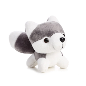 Cute husky plush keychain in grey and white soft fabric for backpack decoration
