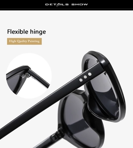 Detail of high quality painting and flexible hinge on black cat eye sunglasses