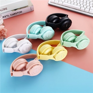 Foldable Bluetooth headphones in multiple vibrant colors shown in a lifestyle scene