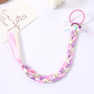 Children gradient hair braid rope cute rainbow bow hair tie sweet headwear accessories
