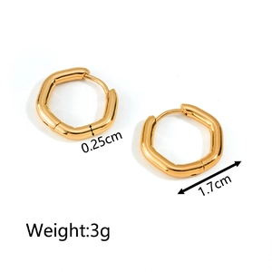 Créoles géométriques hexagonales plaquées or 18K avec diamètre 1,7cm et poids 3g