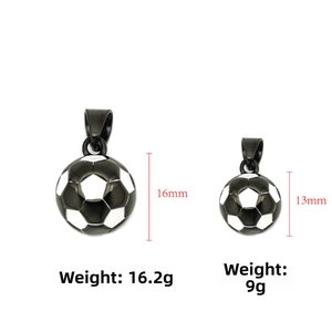 3D soccer ball pendant necklace in 16mm and 13mm sizes with black and white texture