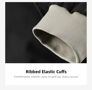 Detail of elastic ribbed cuffs on a black sports jacket providing a snug and comfortable fit